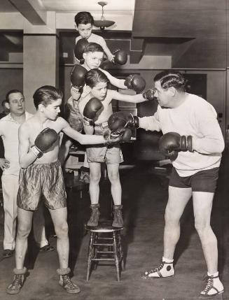 Babe Ruth Boxing with Children photograph, 1934 January 03