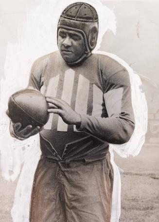 Babe Ruth Playing Football photograph, undated