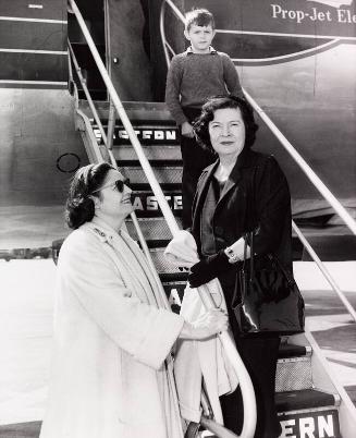 Claire and Julia Ruth Getting On An Airplane photograph, undated