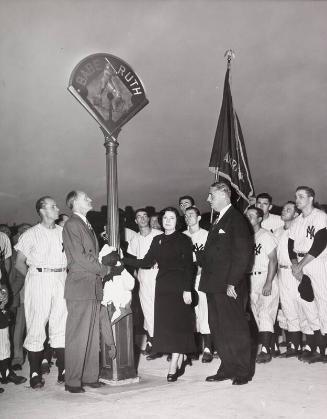 Claire Ruth at Babe Ruth Memorial photograph, 1949 August 17