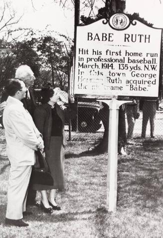 Babe Ruth Home Run Marker photograph, 1952 April 05