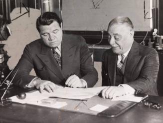 Babe Ruth and Jacob Ruppert photograph, 1934 January 15