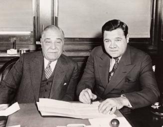 Babe Ruth and Jacob Ruppert photograph, 1934 January 15
