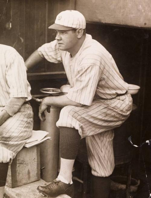 Babe Ruth Standing on Dugout Stairs photograph, 1921