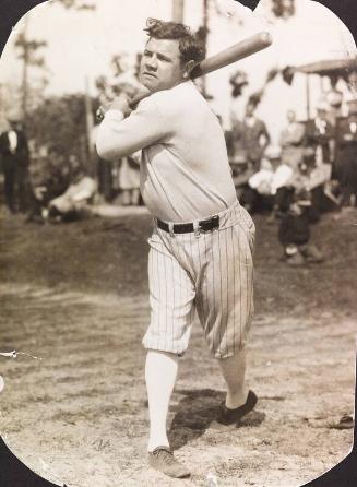 Babe Ruth Swinging Bat photograph, probably 1927