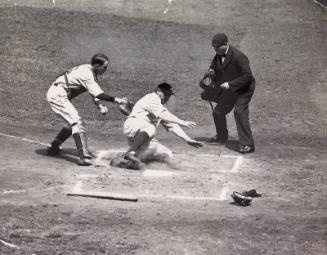 Babe Ruth Sliding into Home Plate photograph, 1934 August 14