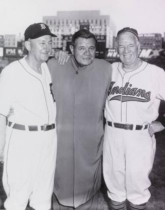 Babe Ruth, Ty Cobb, and Tris Speaker photograph, 1947 September 28