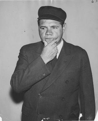 Babe Ruth Mimicking Umpire photograph, probably 1935