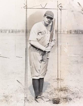 Babe Ruth Posing with Bat photograph, between 1920 and 1934