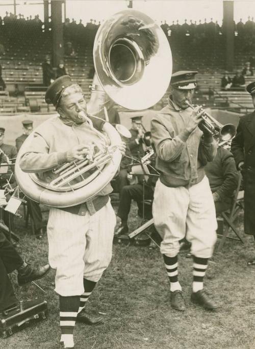 Nick Altrock and Al Schacht Playing Instruments photograph, undated