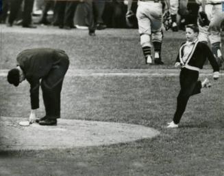 Young Fan Running to Mound photograph, 1960 September 10