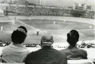Emperor Hirohito and Empress Nagaka Watching a Game photograph, 1959 June 29