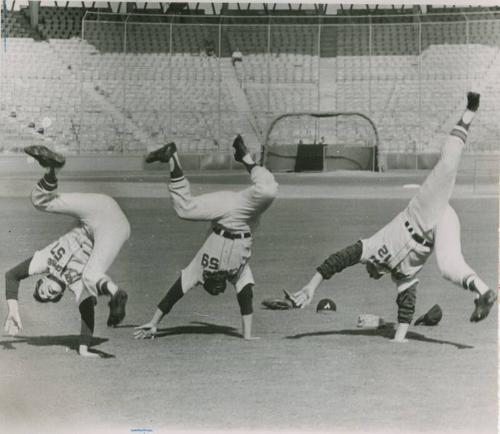 Del Bates, Johnny Hoffman and Unidentified Player photograph, undated