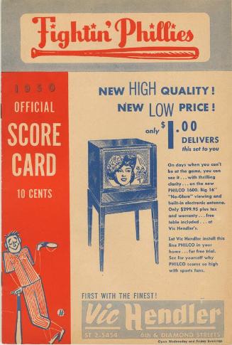 Cincinnati Reds versus Philadelphia Phillies scorecard, 1950 June 17