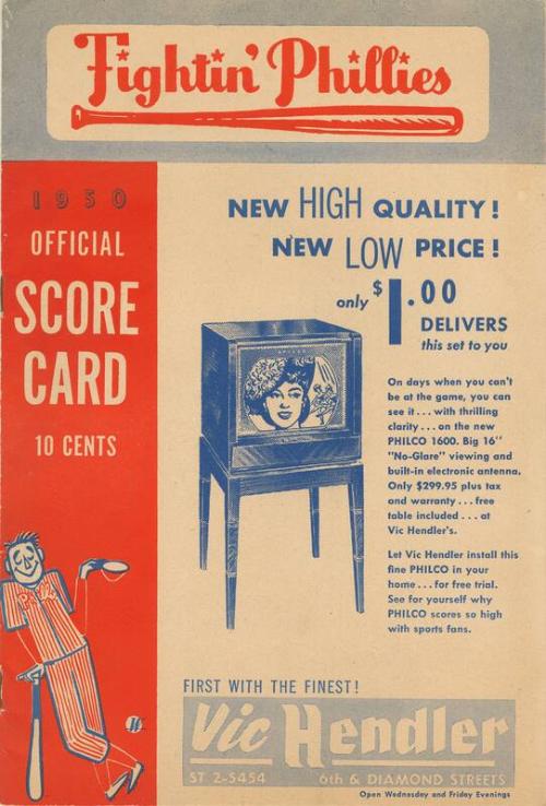 Brooklyn Dodgers versus Philadelphia Phillies scorecard, 1950 April 18