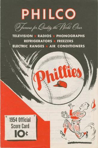 Cincinnati Reds versus Philadelphia Phillies scorecard, 1954