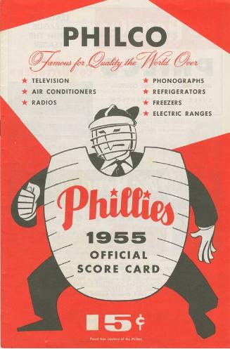 Pittsburgh Pirates versus Philadelphia Phillies scorecard, 1955