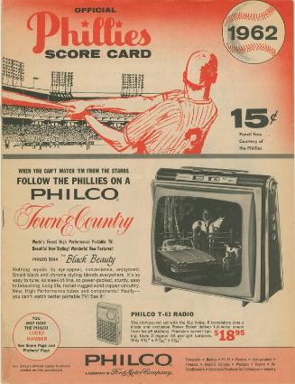 St. Louis Cardinals versus Philadelphia Phillies scorecard, 1962