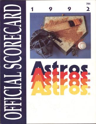 Los Angeles Dodgers versus. Houston Astros scorecard, 1992 October 04