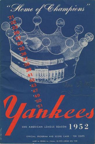 Cleveland Indians versus New York Yankees scorecard, 1952 August 23