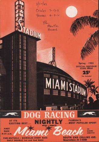 Miami Stadium Spring Training official souvenir scorebook, 1963 March 22