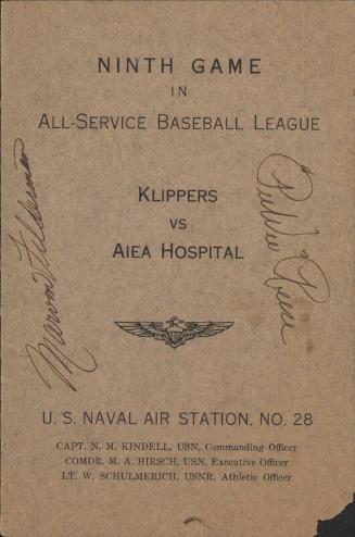 AIEA Hospital versus Klippers scorecard, 1944 June 01