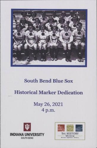 South Bend Blue Sox Historical Marker Dedication program, 2021 May 26