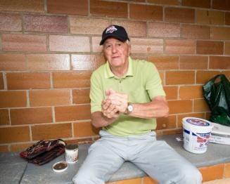 Sharky Nagelschmidt in the Dugout photograph, 2017 May 27