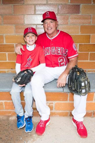 Wally Joyner and Grandson in the Dugout photograph, 2017 May 26
