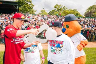 Hall of Fame Classic Game Bubble Gum Blowing Contest photograph, 2017 May 27