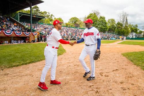 Ozzie Smith and Mike Jackson on the Field photograph, 2017 May 27