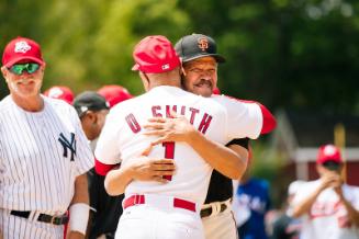 Ozzie Smith and Juan Marichal Hugging photograph, 2017 May 27