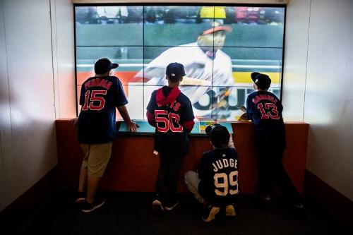 Young fans at the National Baseball Hall of Fame and Museum photograph, 2017 May 26