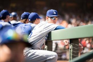 Cody Bellinger in the Dugout photograph, 2017 April 27
