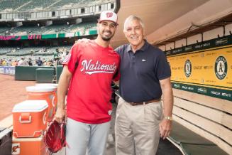 Gio Gonzalez and Ray Fosse in the Dugout photograph, 2017 June 03