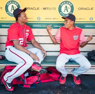 Pedro Severino and Darren Baker in the Dugout photograph, 2017 June 03