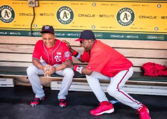 Dusty Baker and Wilmer Difo in the Dugout photograph, 2017 June 04