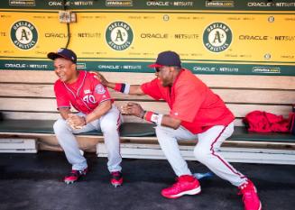 Dusty Baker and Wilmer Difo? in the Dugout photograph, 2017 June 04