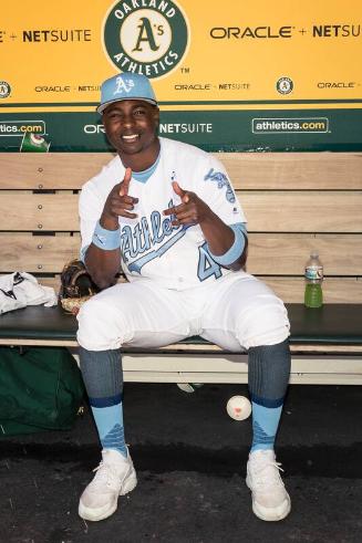 Jharel Cotton in the Dugout photograph, 2017 June 17