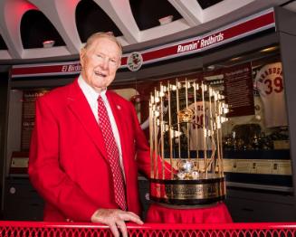 Red Schoendienst and 1967 World Series Championship Trophy photograph, 2017 June 06