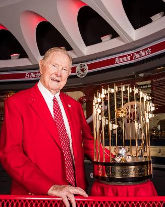 Red Schoendienst and 1967 World Series Championship Trophy photograph, 2017 June 06