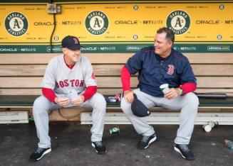 Brian Butterfield and John Farrell in the Dugout photograph, 2017 May 18