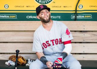 Dustin Pedroia in the Dugout photograph, 2017 May 18