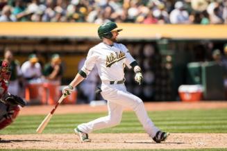Jed Lowrie Batting photograph, 2017 May 20
