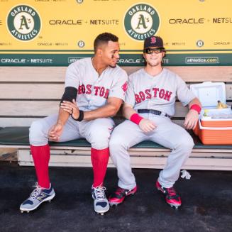Xander Bogaerts and Josh Rutledge in the Dugout photograph, 2017 May 20