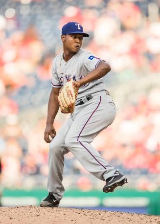 Jose Leclerc Pitching photograph, 2017 June 11