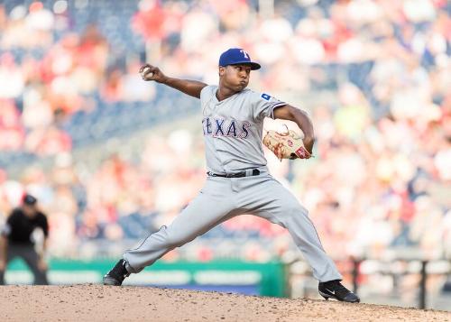 Jose Leclerc Pitching photograph, 2017 June 11