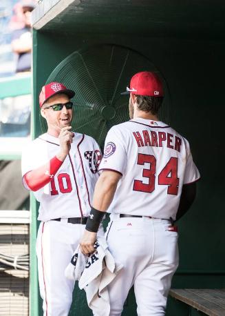 Bryce Harper and Stephen Drew in the Dugout photograph, 2017 June 11