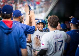Elvis Andrus in the Dugout photograph, 2017 June 11