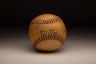 Charles Comiskey and Grace Comiskey Autographed ball, 1947